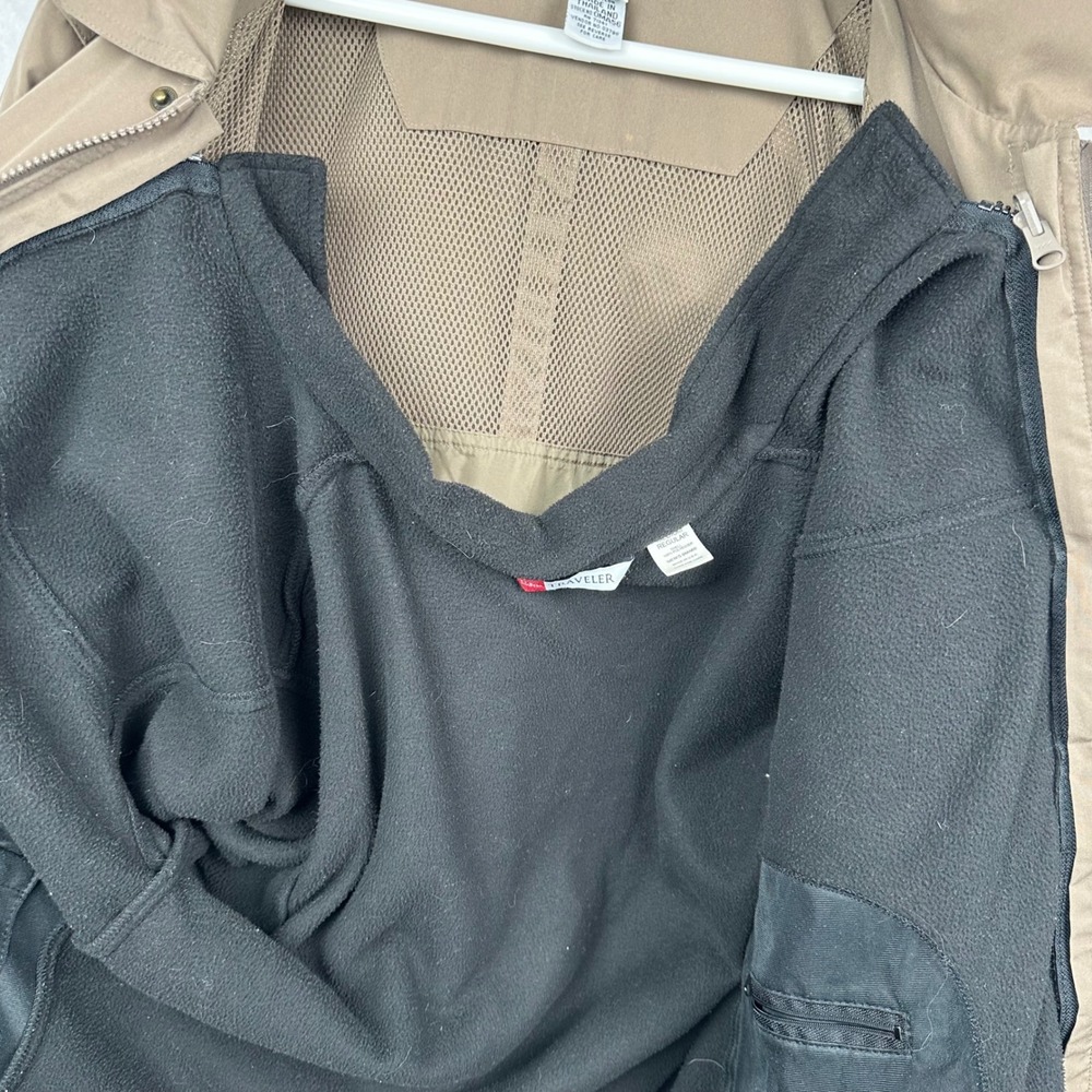 VTG L.L.Bean Traveler Jacket Mens M Brown 3-in-1 Fleece Long Lined Hooded Parka - Picture 8 of 12